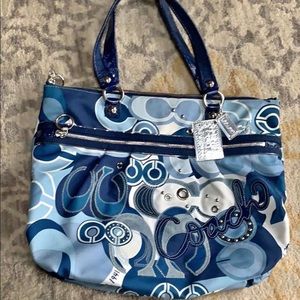 Coach Poppy Blue Denim Applique Ltd Ed Tote 15375M